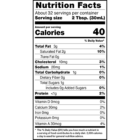 Nutritional facts label for Upstate Farms® Fresh Half & Half.