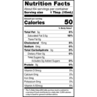 Nutritional facts label for Upstate Farms® Fresh Heavy Cream.