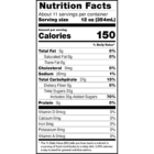 Nutritional facts label for Upstate Farms® Iced Tea.