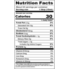 Nutritional facts label for Upstate Farms® Light Cream.
