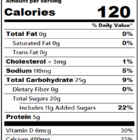 Nutrition facts label for strawberry nonfat yogurt.