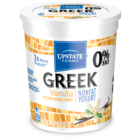 Upstate Farms® 2lb Vanilla Greek Nonfat Yogurt tub.