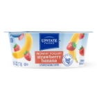 Upstate Farms® 4oz Strawberry Banana Nonfat Yogurt cup.